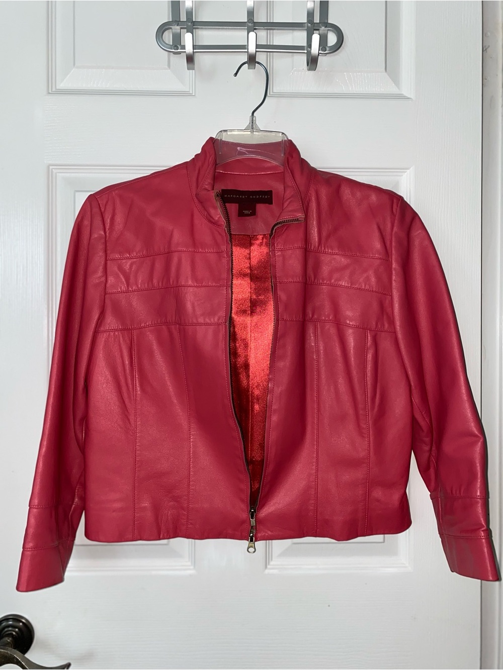 Margaret Godfrey Deep Pink Leather Zip-Front Jacket